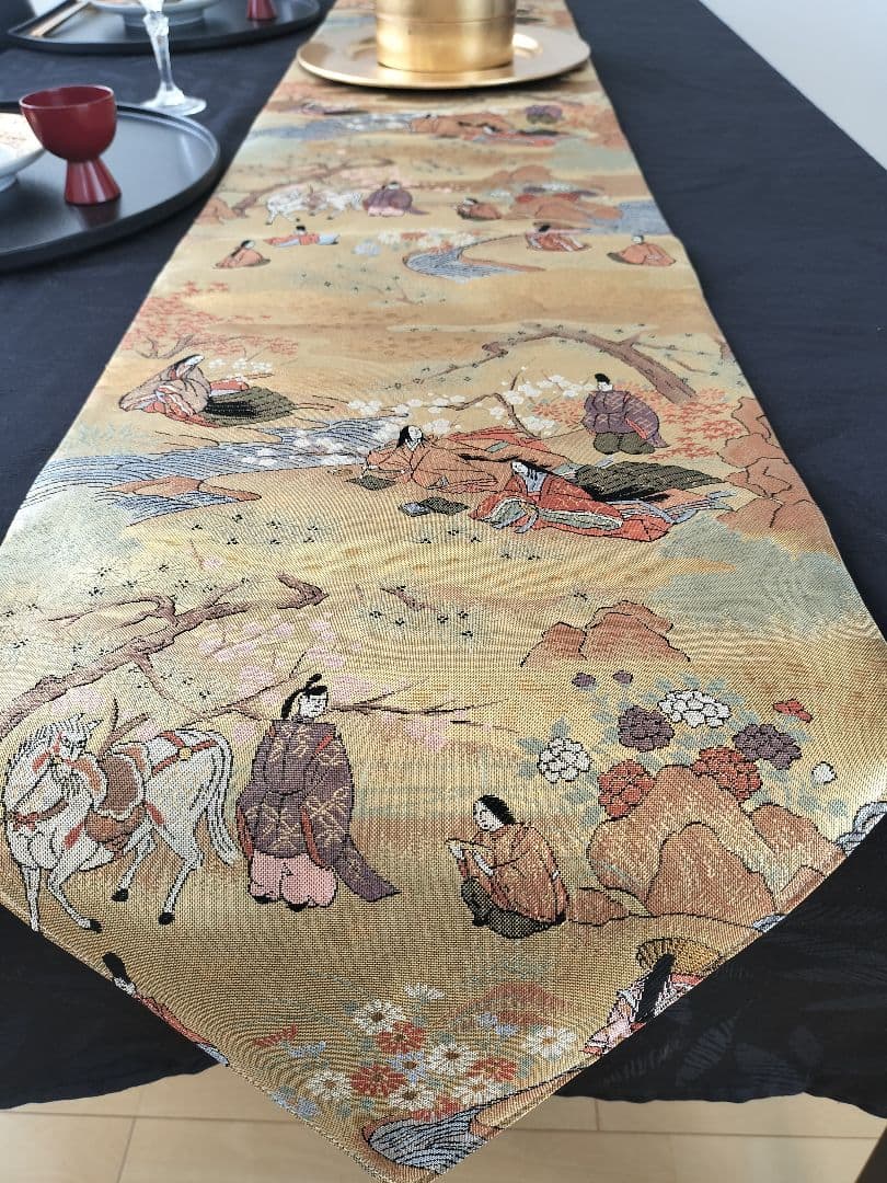 A876★逸品‼️全通帯‼️豪華刺繍‼️テーブルランナー2m12cm