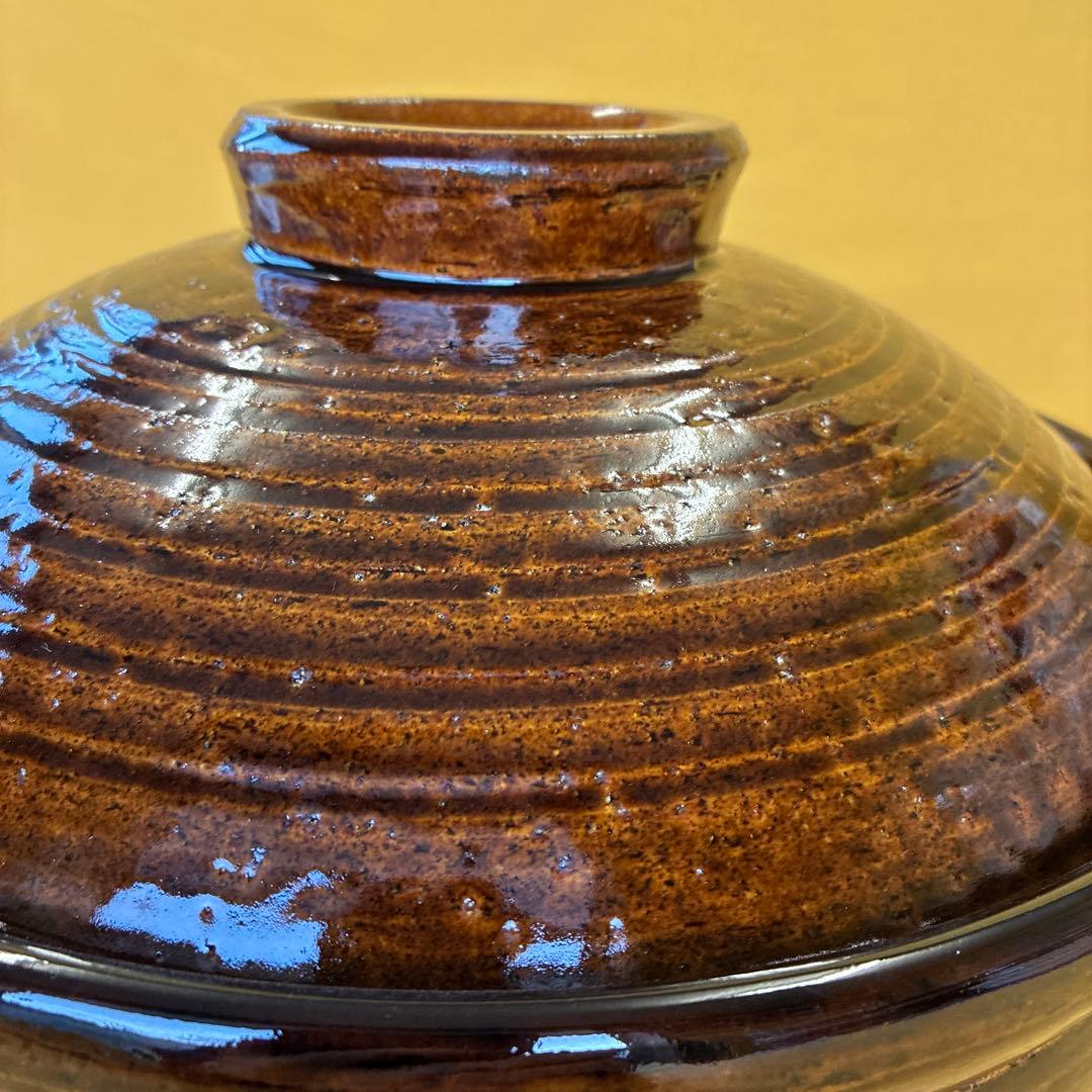 土鍋伊賀焼10.5号深鍋　アメ釉