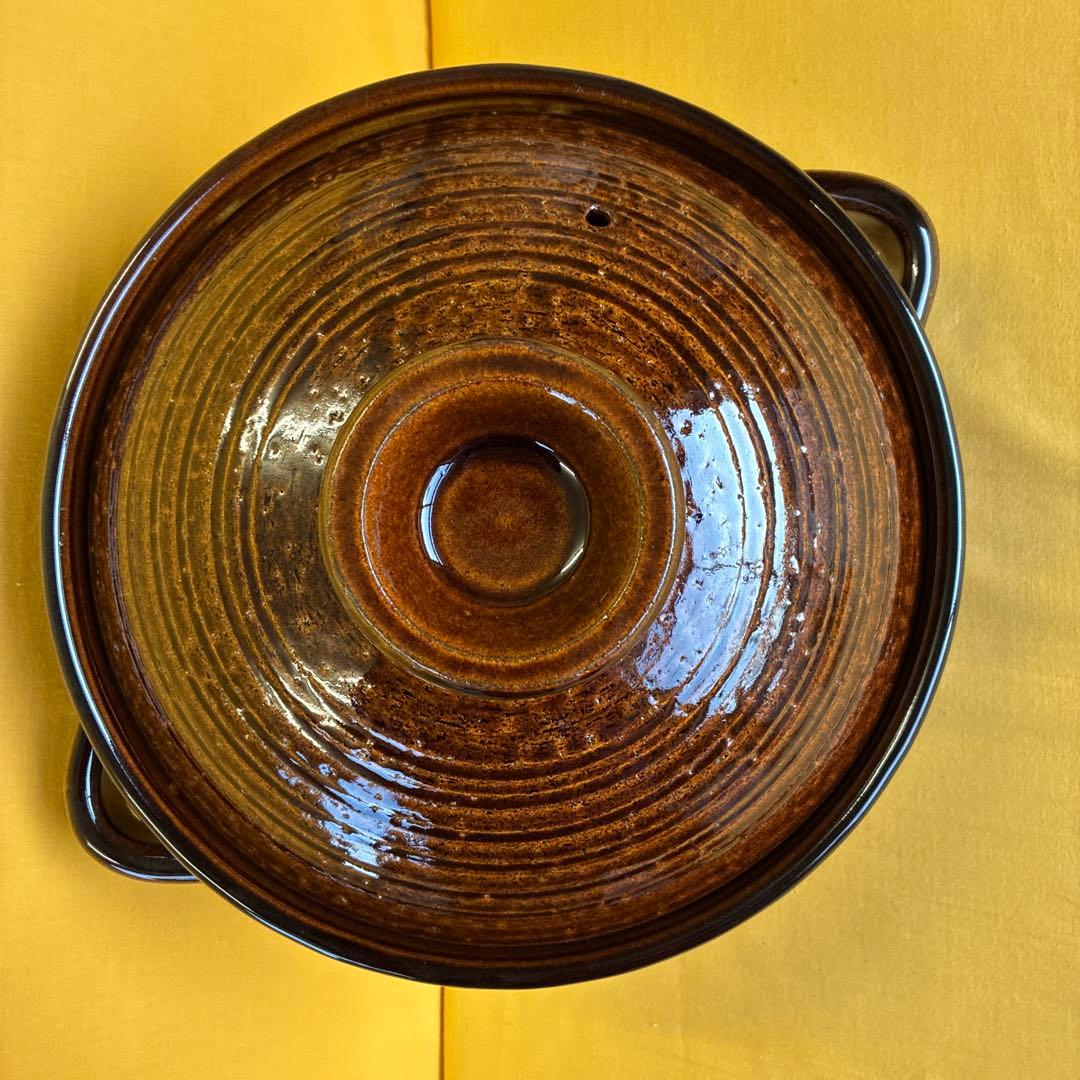 土鍋伊賀焼10.5号深鍋　アメ釉