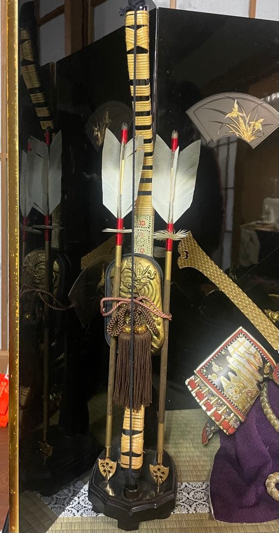 セール中！端午の節句 兜飾り大型 屏風付き 弓太刀セット 五月人形 豪華 和飾り