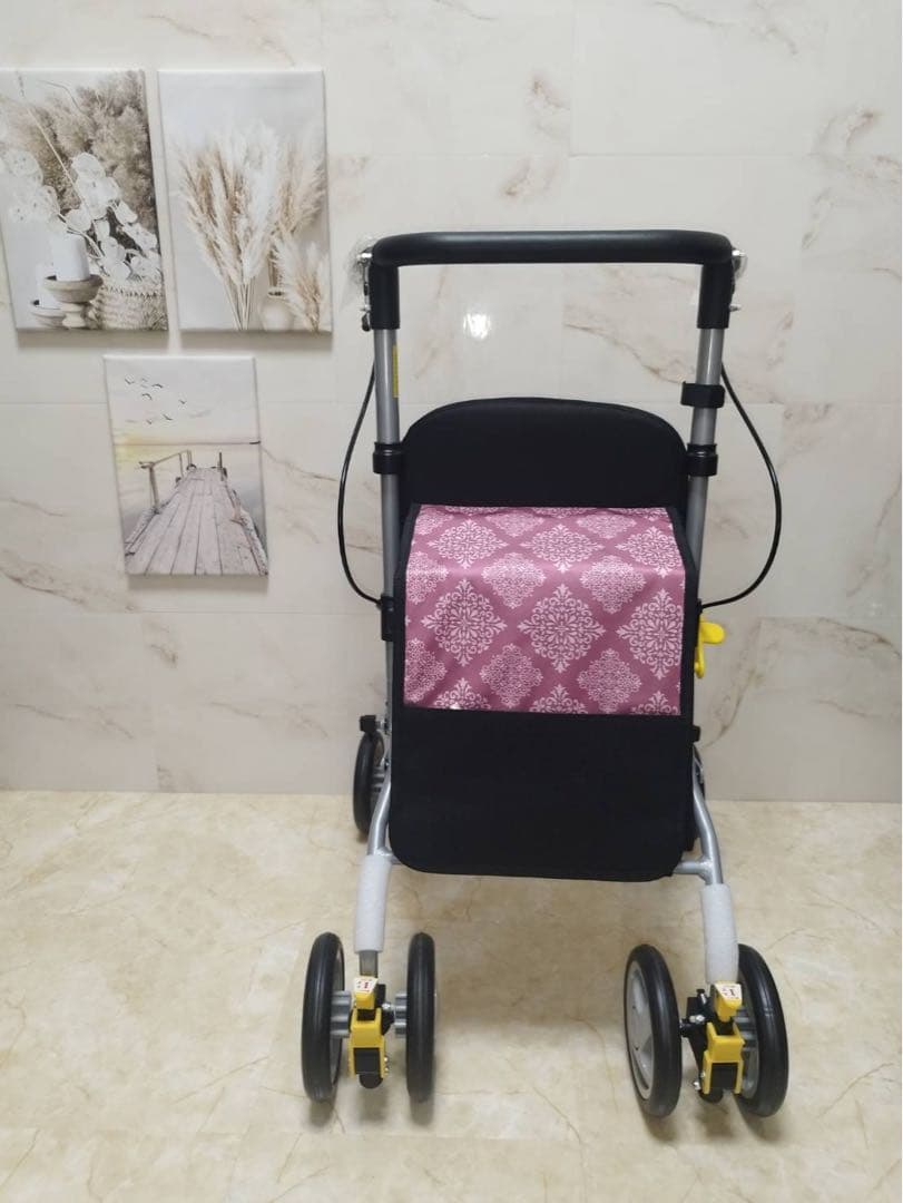 シンフォニーSPスリム　ピンク柄　シルバーカー　歩行車