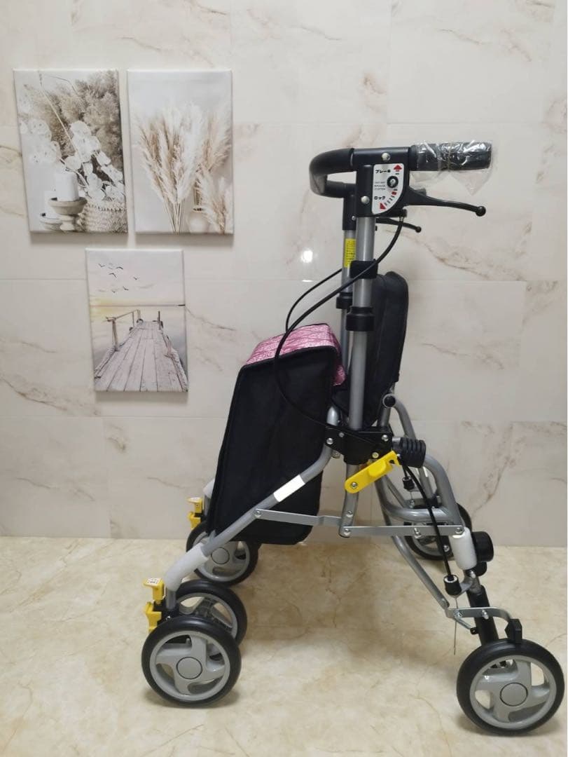 シンフォニーSPスリム　ピンク柄　シルバーカー　歩行車