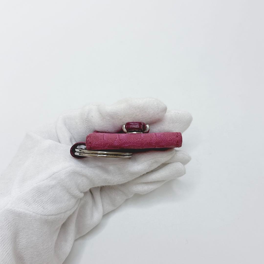 【24時間以内発送】コーチ チャーム キャンバス 手帳型 ピンク キーリング