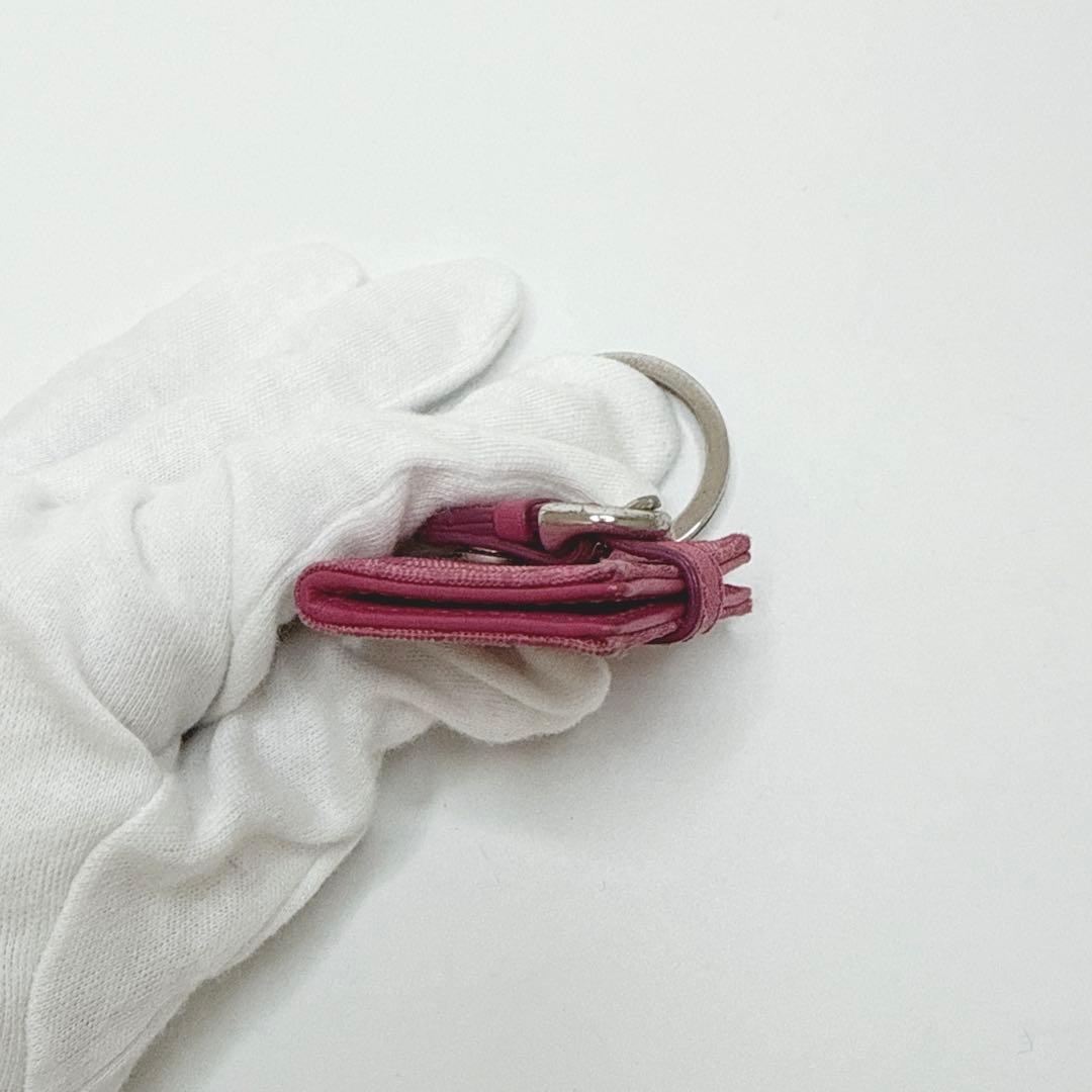 【24時間以内発送】コーチ チャーム キャンバス 手帳型 ピンク キーリング