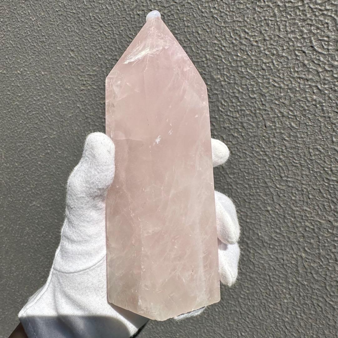 ローズクォーツ　ポイント　736g 恋愛運向上　六角柱