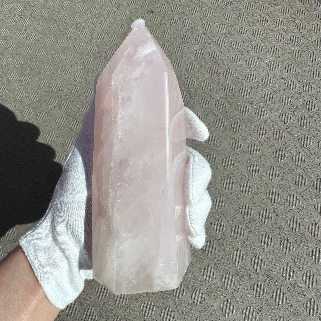 ローズクォーツ　ポイント　736g 恋愛運向上　六角柱