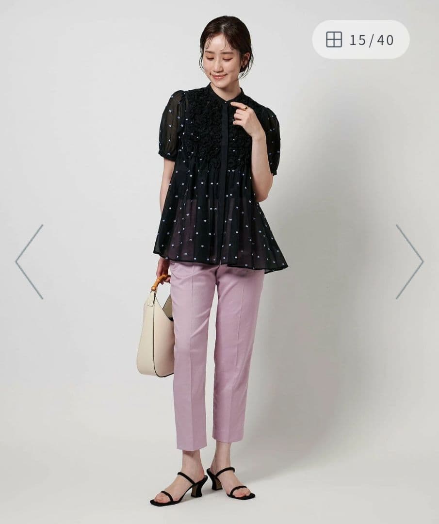 【新品未使用】2トーン ドットジャガードブラウス