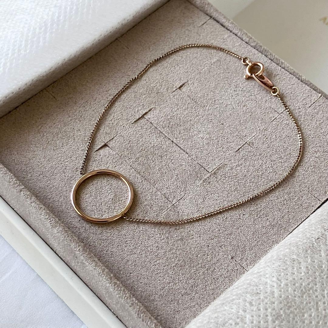 美品 ete エテ K10PGサークルブレスレット ピンクゴールド ミニマリズム