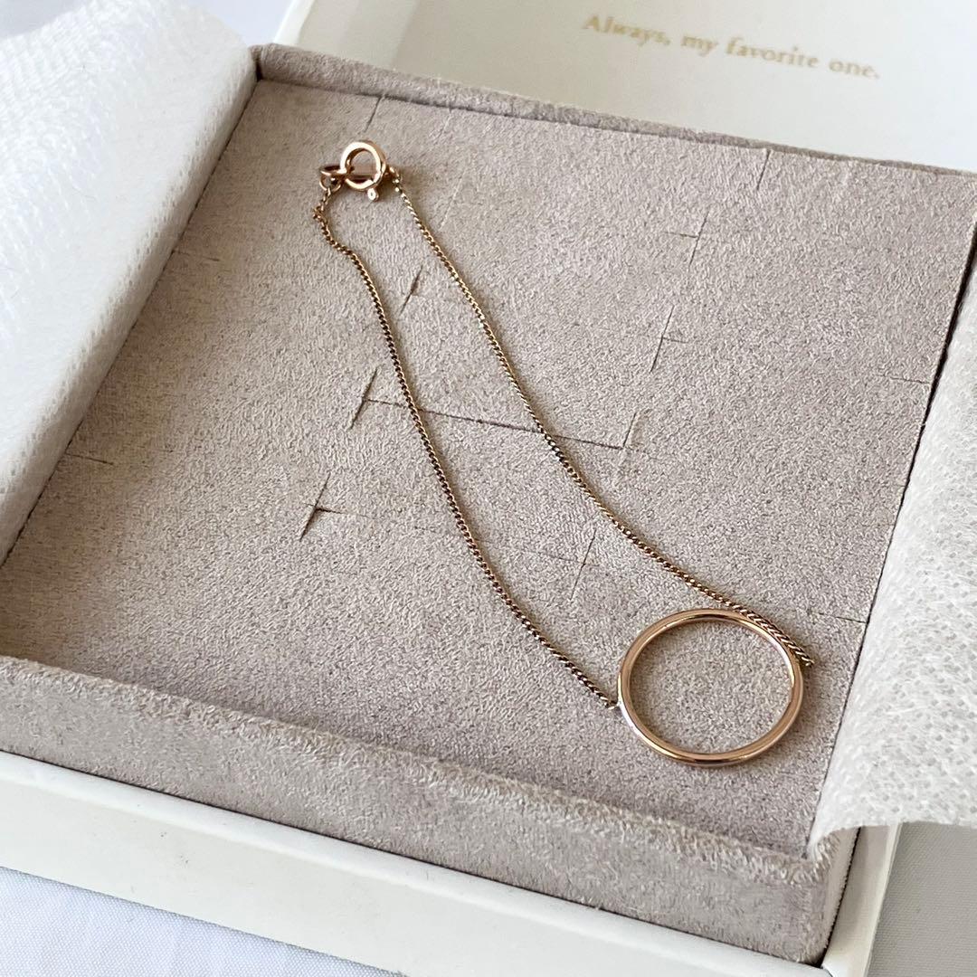 美品 ete エテ K10PGサークルブレスレット ピンクゴールド ミニマリズム