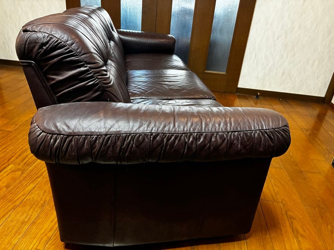 【たのメル便　送料込み】ダークブラウン 3人掛けソファ