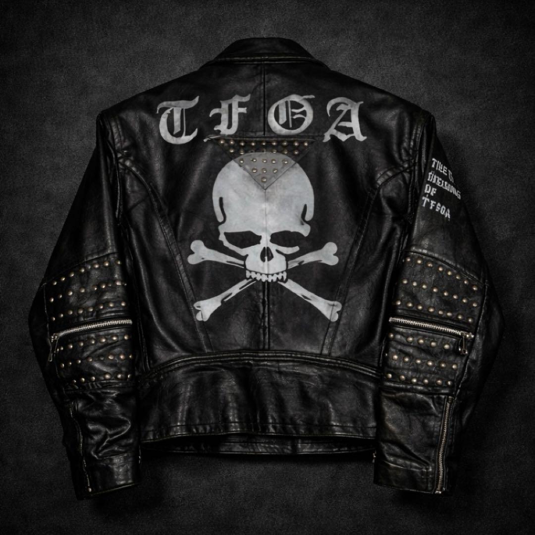 TFOA系 スカル 刺繍 スタッズ レザーライダース 兄系 v系