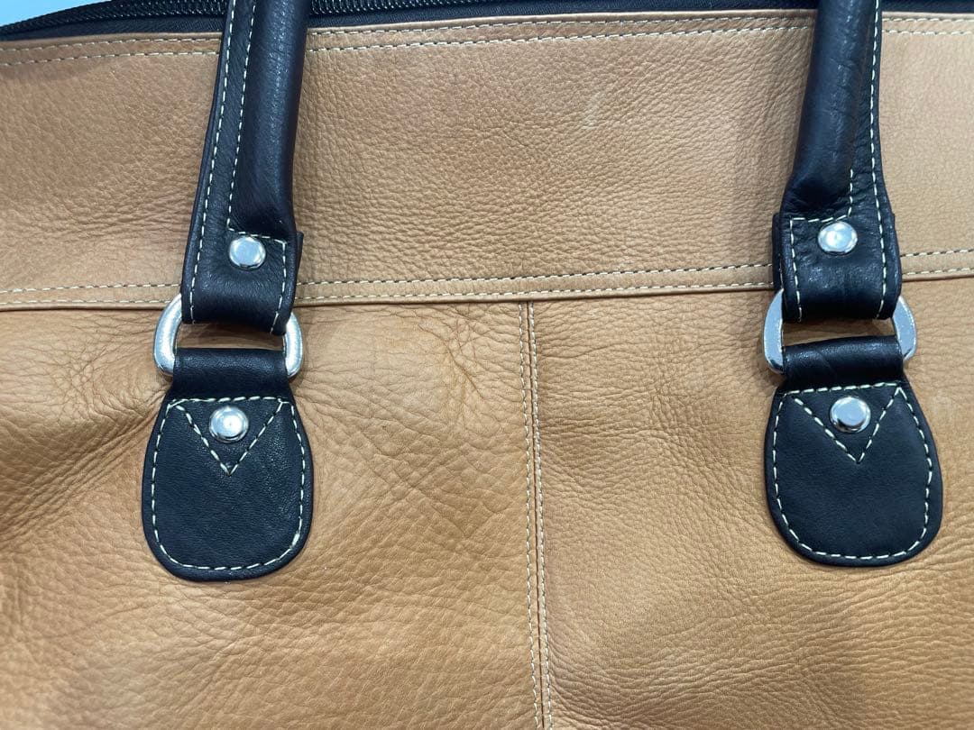 David King Bostonベージュレザーボストンバッグ