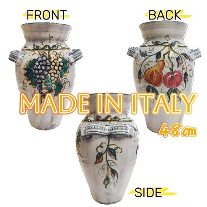 Ｙ USED ビンテージ 花瓶 オブジェ 傘立て 果実柄 ハンドメイド イタリア