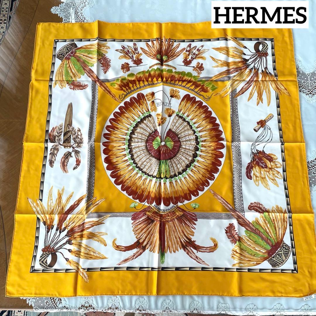 HERMES PARIS エルメス　ブラジル　イエロー　スカーフ