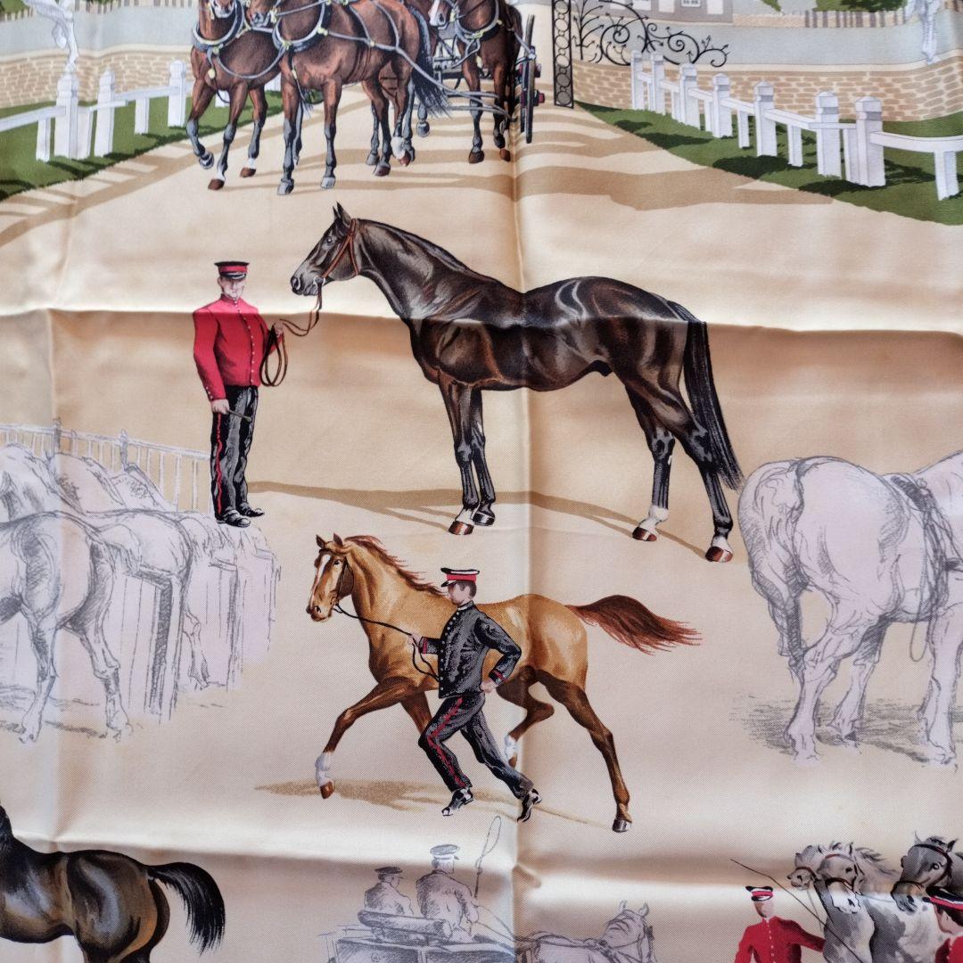 大巾値下げ 　　　HERMES シルクスカーフ 馬と騎手