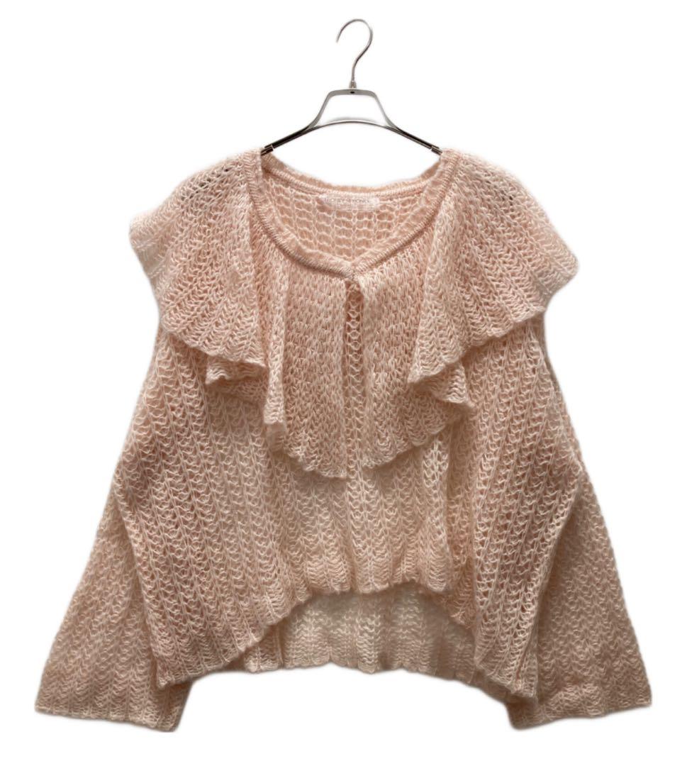 【極美品】HONEY MI HONEY フリルカラークロシェニット　ピンク