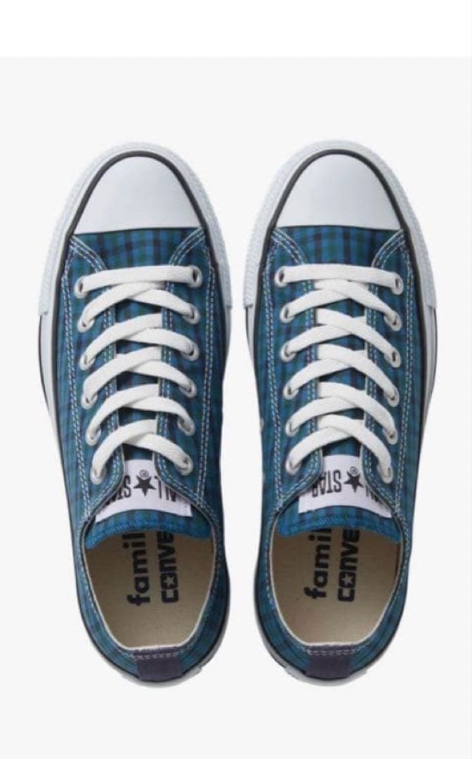 familiar ALLSTAR 青チェック スニーカー　ファミリア コンバース