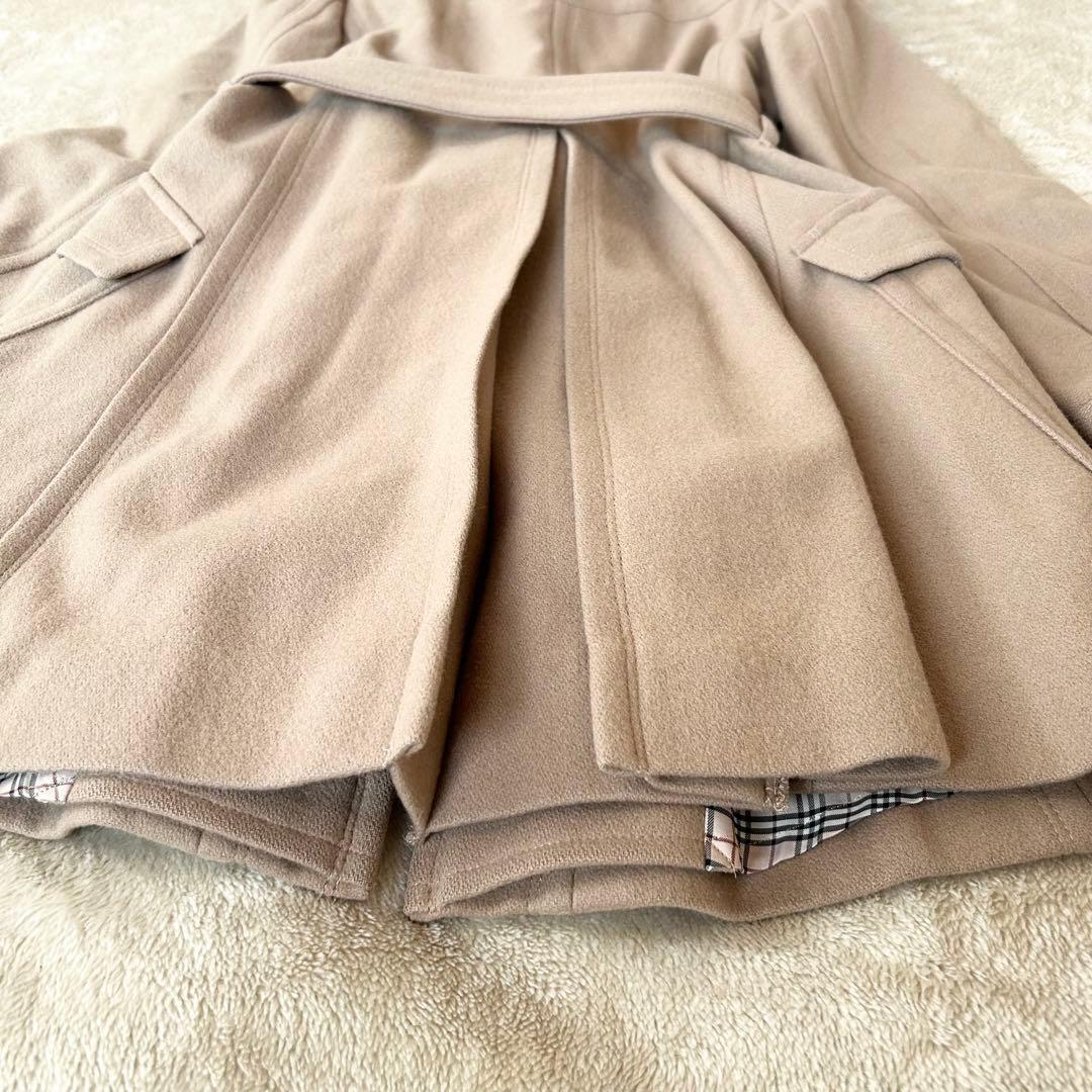 【極美品】バーバリーブルーレーベル ノバチェック ファーコート 38 ベージュ