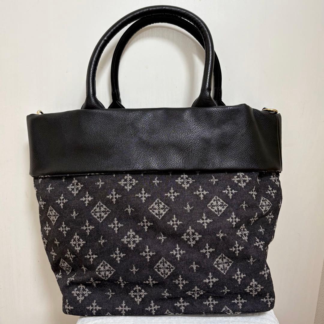 【美品】Daily russet トートバッグ リバーシブル デニム ブラック黒