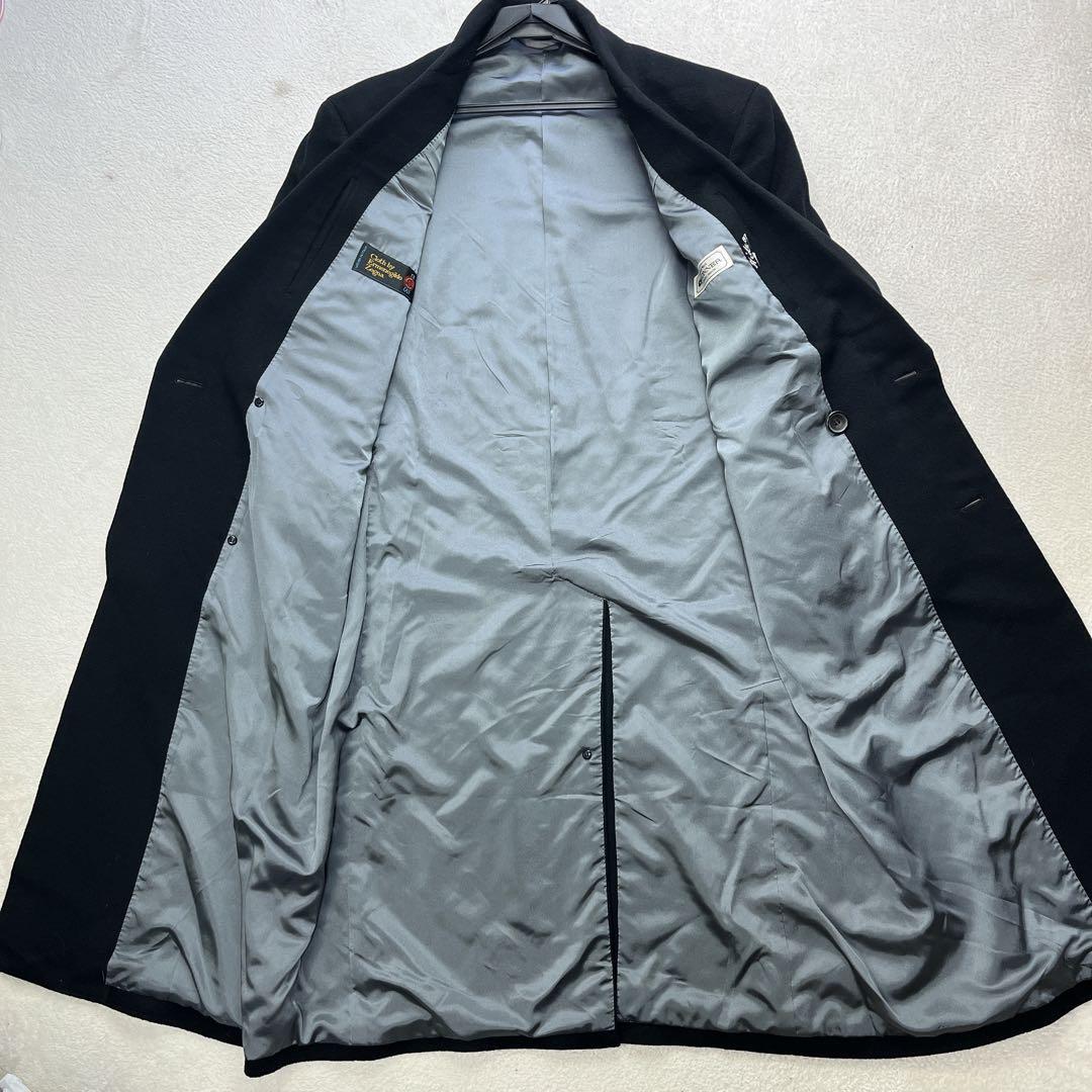 エルメネジルドゼニア カシミヤ ダブル 黒 チェスターコート ロング Lサイズ