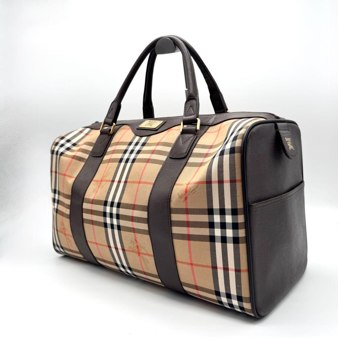 極美品 バーバリー ボストンバッグ カデナ ノバチェック シャドーホース 大容量