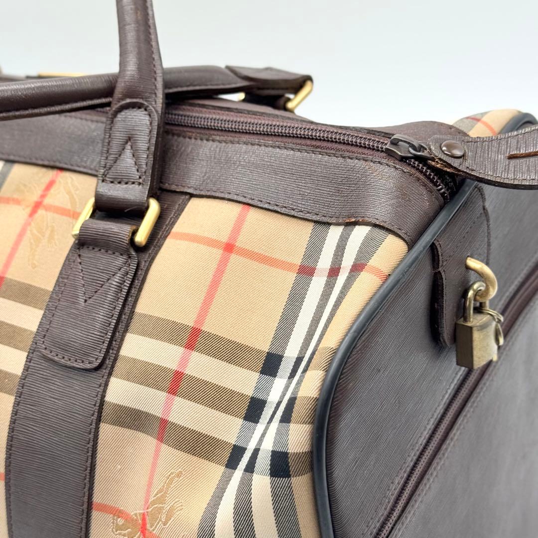 極美品 バーバリー ボストンバッグ カデナ ノバチェック シャドーホース 大容量