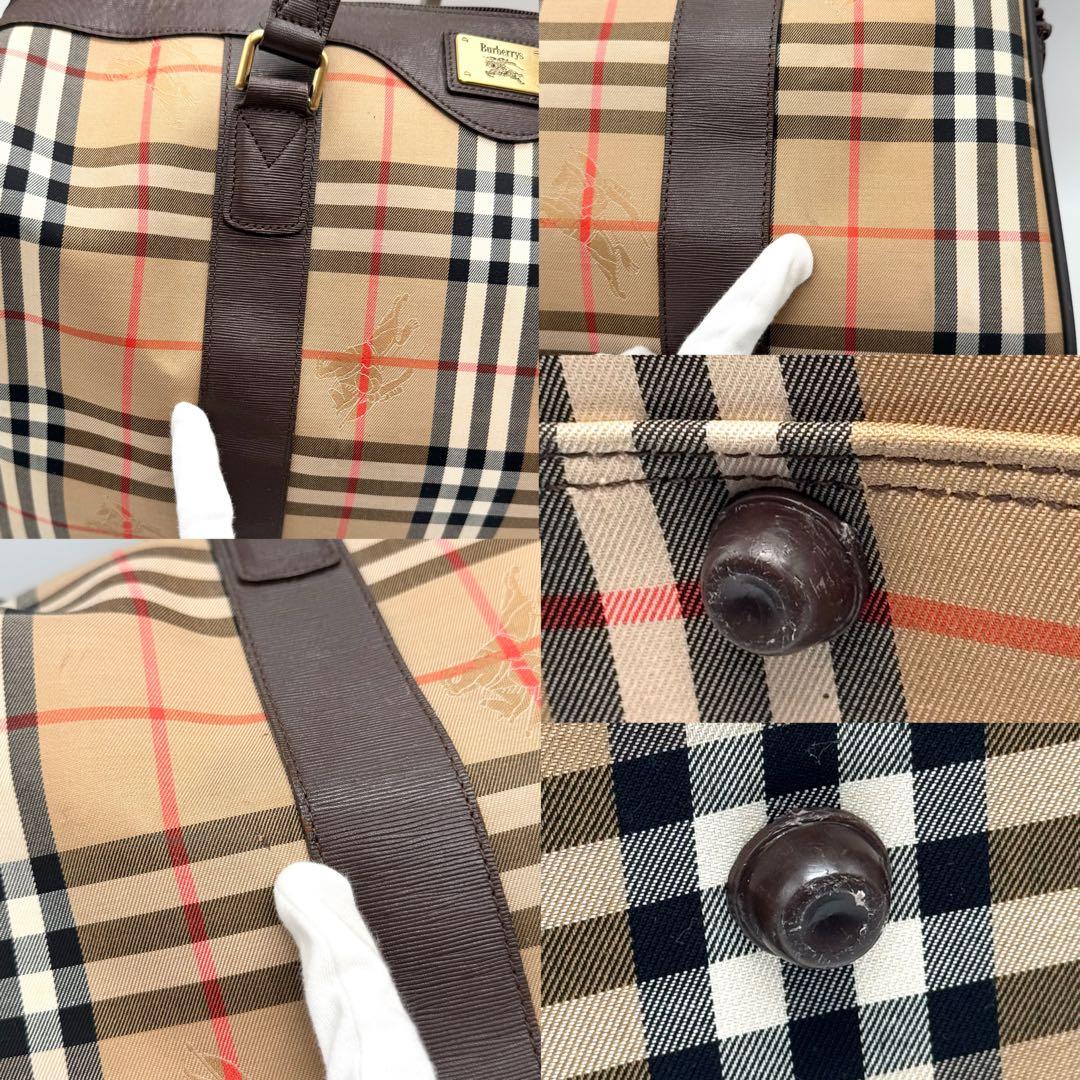 極美品 バーバリー ボストンバッグ カデナ ノバチェック シャドーホース 大容量