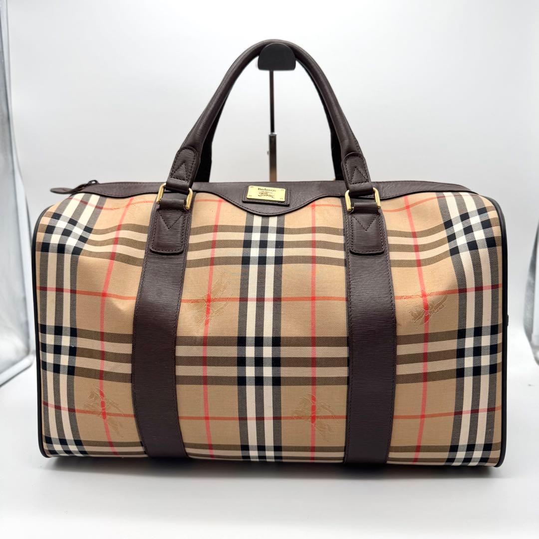 極美品 バーバリー ボストンバッグ カデナ ノバチェック シャドーホース 大容量