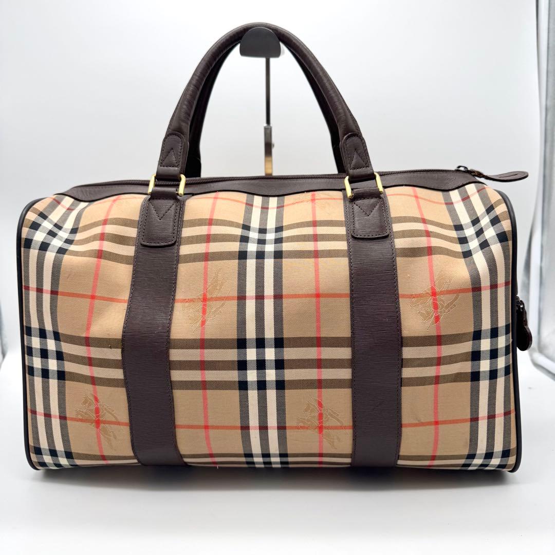 極美品 バーバリー ボストンバッグ カデナ ノバチェック シャドーホース 大容量