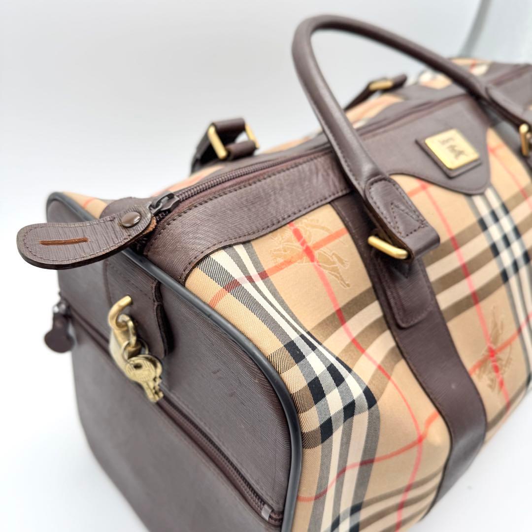 極美品 バーバリー ボストンバッグ カデナ ノバチェック シャドーホース 大容量