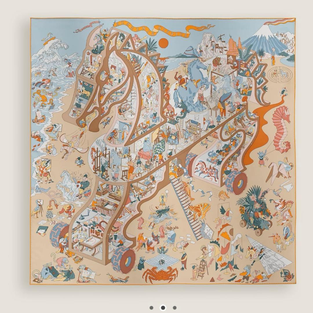 エルメス　カレ90 アカデミア・イピカ　スカーフ　シルクツイル