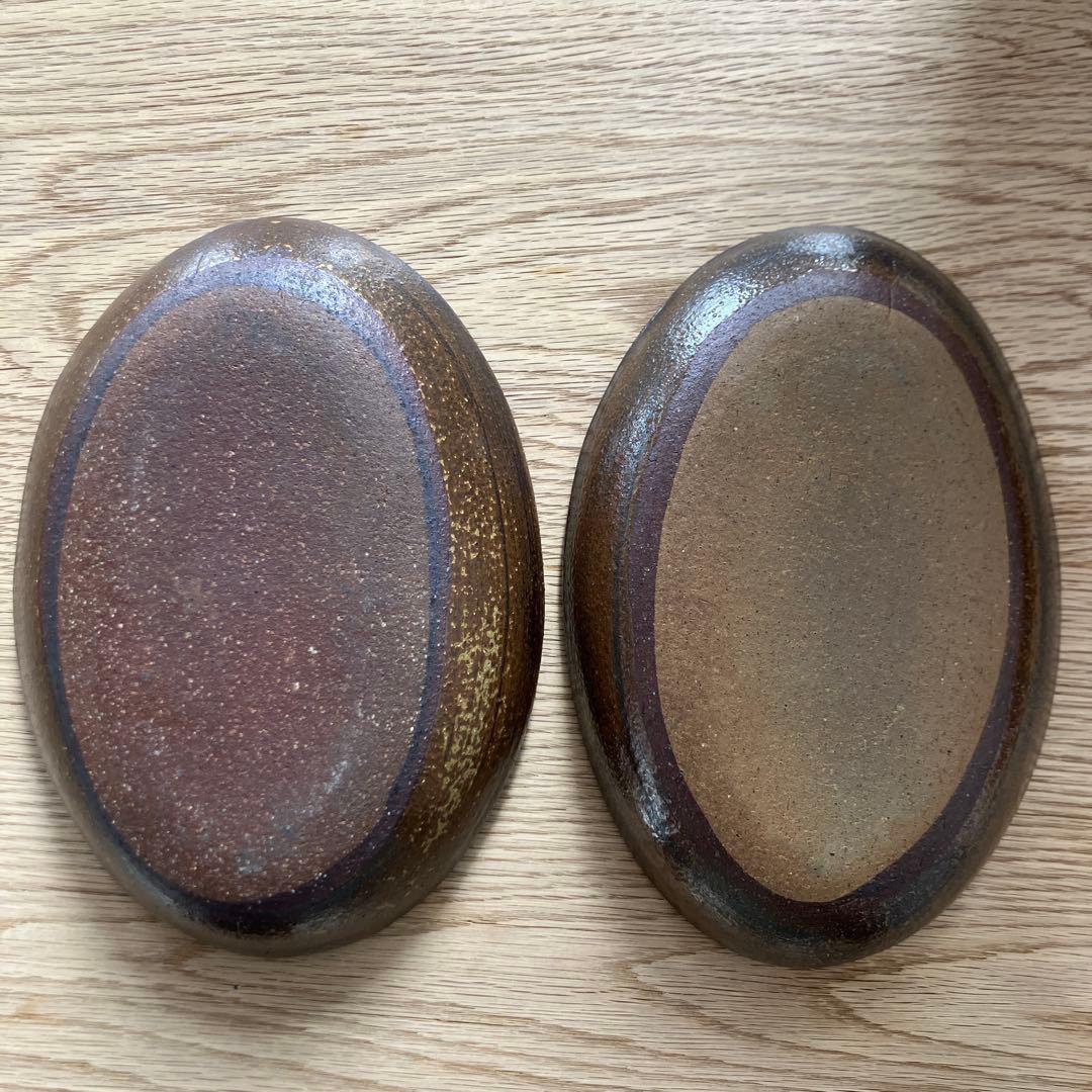 民藝　スリップウェア　楕円形　オーバル　皿2枚セット　手仕事