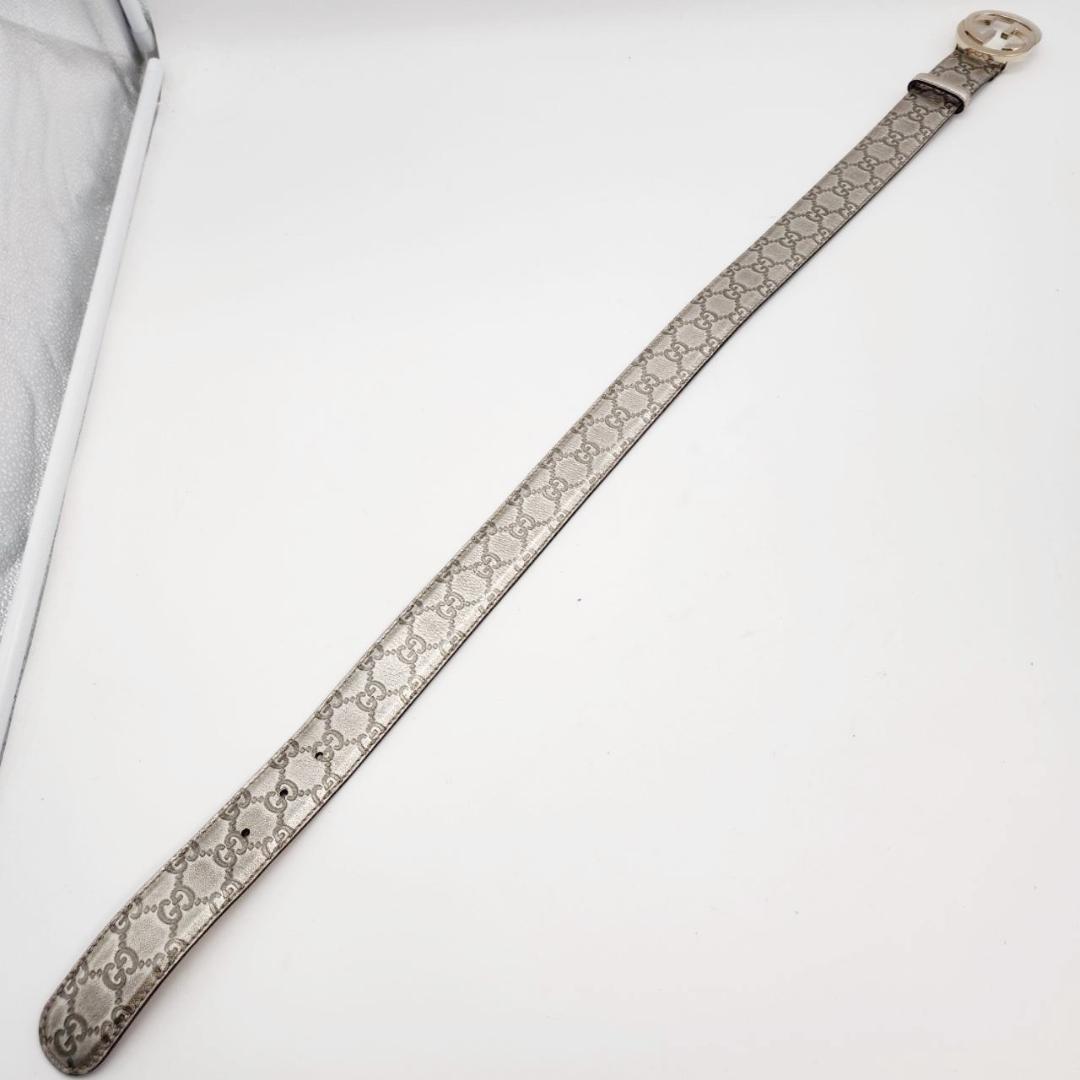 グッチ ベルト W80cm シマレザー インターロッキング メンズ レディース