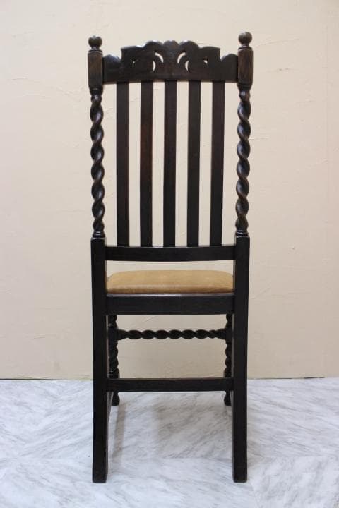 美品 英国 イギリス アンティーク ツイストレッグ オーク材 本革 チェア