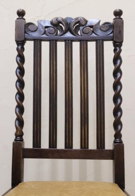 美品 英国 イギリス アンティーク ツイストレッグ オーク材 本革 チェア