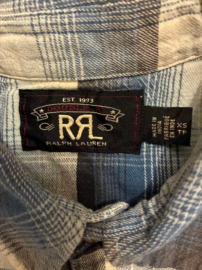 希少 美品 RRL オンブレチェック ウエスタンシャツ コンチョボタン XS