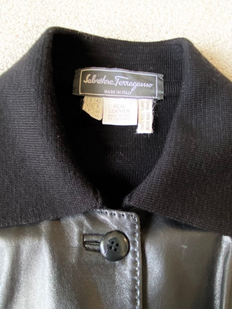 フェラガモレザーウールコンビジャケット ブラック美品！お値下げしました♪