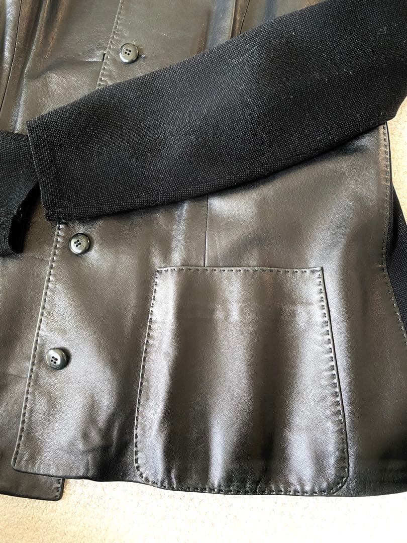 フェラガモレザーウールコンビジャケット ブラック美品！お値下げしました♪