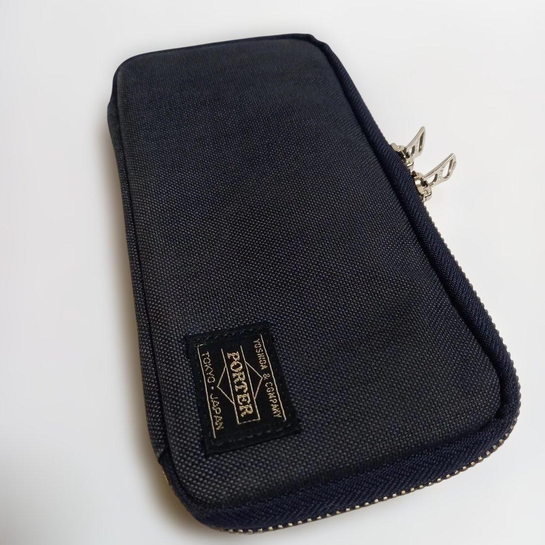 (美品) ポーター スモーキーシリーズ ロングウォレット ネイビー