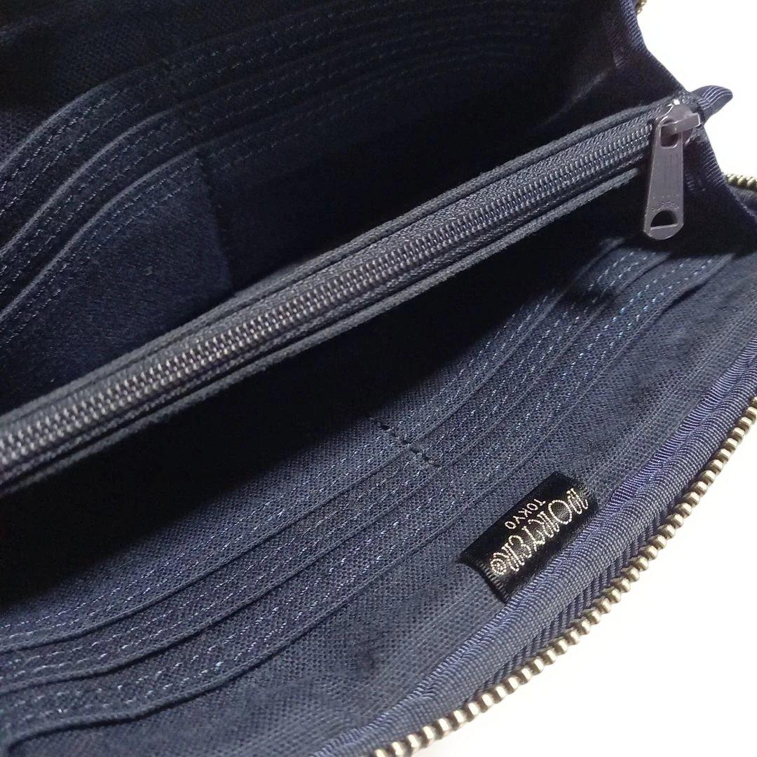 (美品) ポーター スモーキーシリーズ ロングウォレット ネイビー