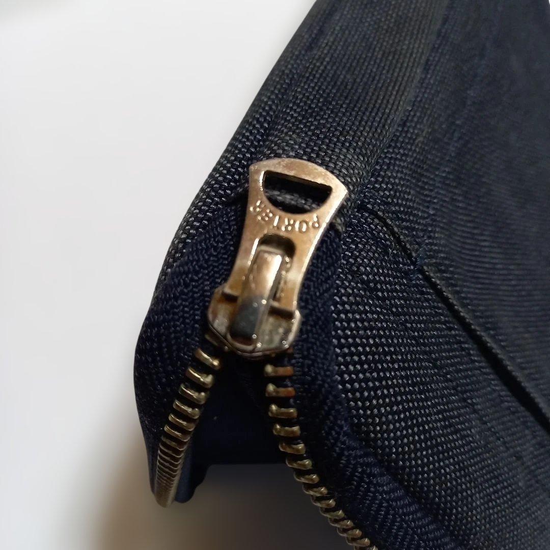 (美品) ポーター スモーキーシリーズ ロングウォレット ネイビー