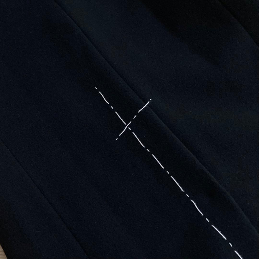 鴨Y's 18AW メルトンウール ステッチ チェスターコート 黒1