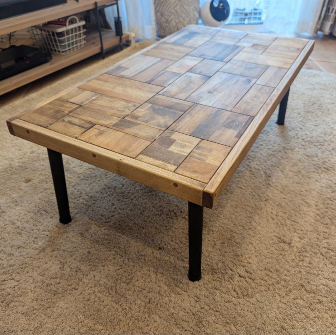 ローテーブル　✨木製　ハンドメイド　サイドテーブル　古材風　おりたたみ