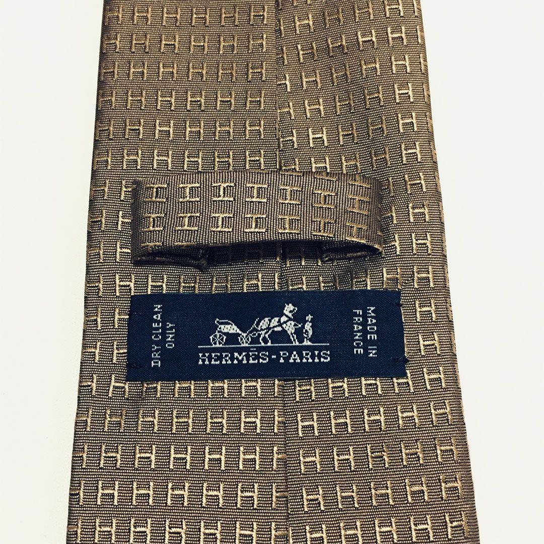 未使用級 H織りタイ ファソネH柄 エルメス HERMES ネクタイ ブラウン