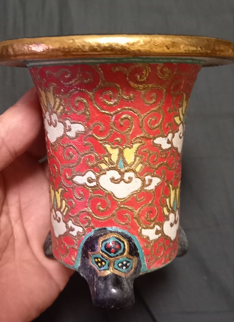 ☆錦鉢☆万年青鉢☆赤唐草宝珠☆布施覚作品