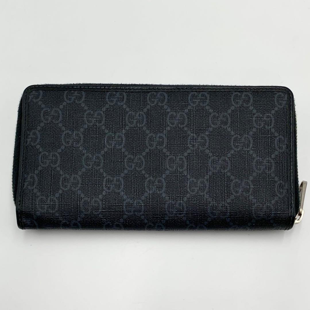 美品 GUCCI グッチ サイフ 財布 GGスプリーム ラウンドジップ 黒