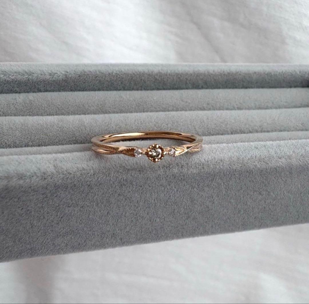 agete アガット リング 指輪 ダイヤ K10 内径16mm