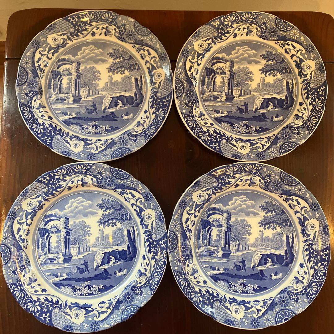 英国スポード　ブルーイタリアン　大皿　4枚セット　アンティーク