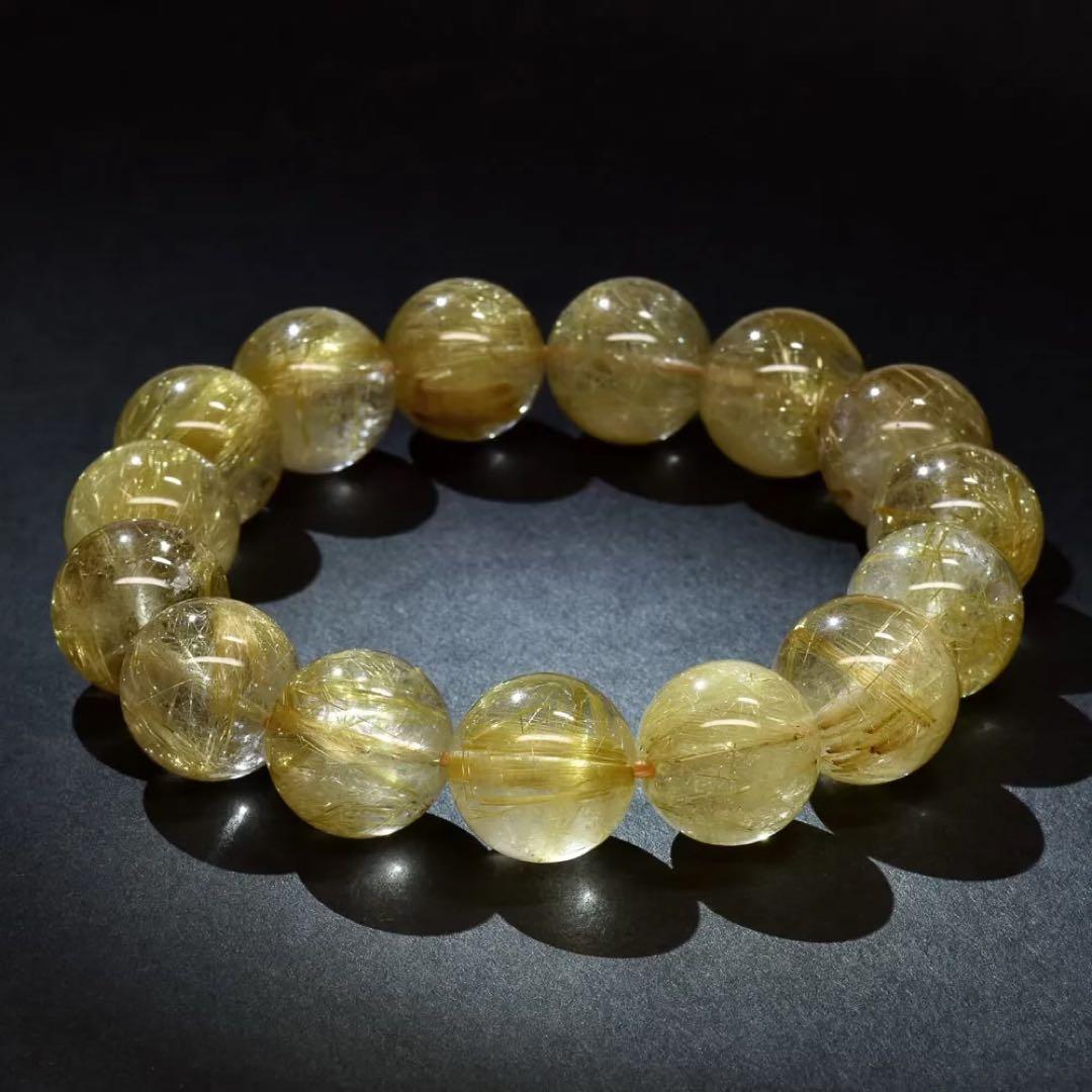 【今日だけ値下】14mm ルチルクォーツ ブレスレット