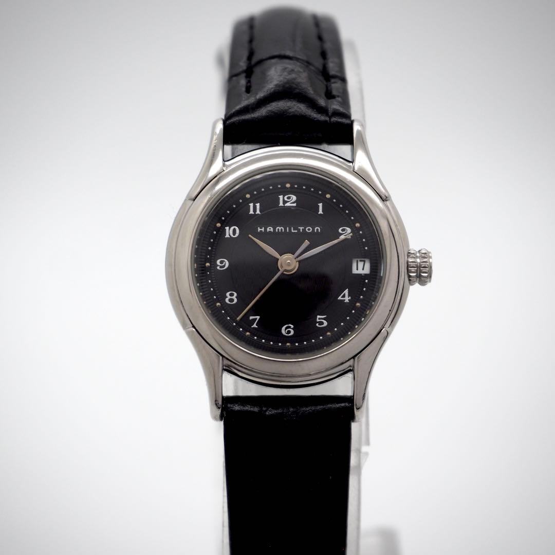 専用465 稼働 ハミルトン　時計　新品ベルト 021110 デイト　レディース